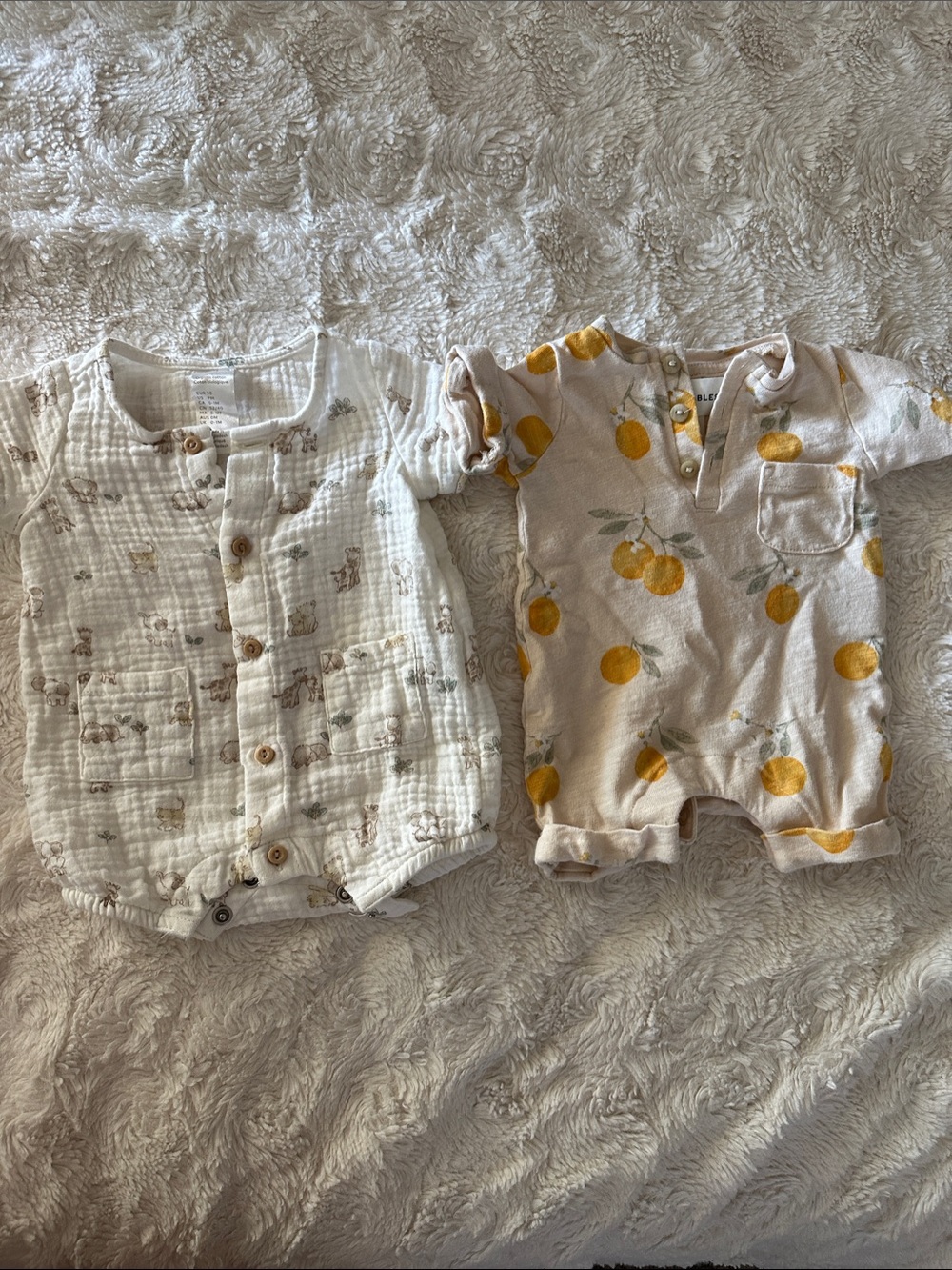 H&M Cream Muslin Romper Duo with Yellow Fruit Print